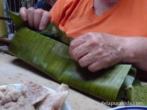 wrapping tamales