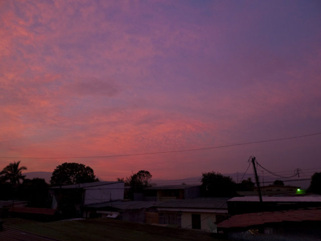 Pink and purple sky after the storm, Alajuela, Costa Rica