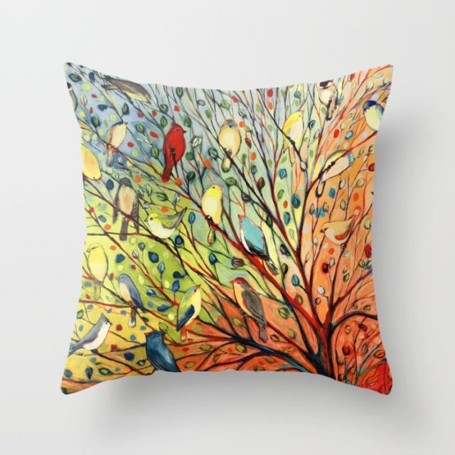 rainbow birds in a rainbow tree original art