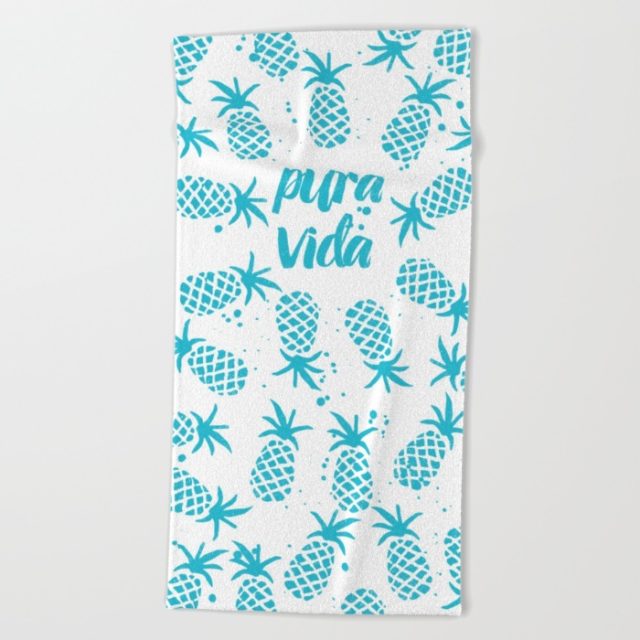 pura vida beach towel with pineapple design