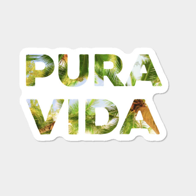 pura vida costa rica sticker with palm trees