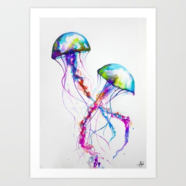 colorful jellyfish painting